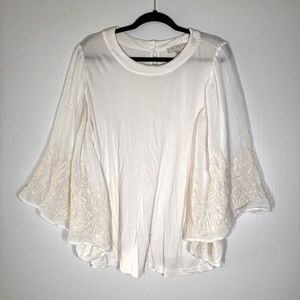 Eri + Ali White Embroidered Blouse Size XL